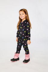 One Piece Thermal Underwear Black Printed Gummy Bears-2