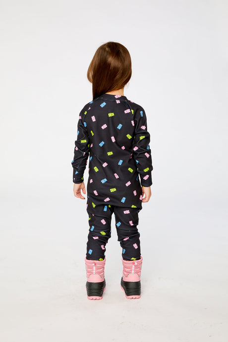 One Piece Thermal Underwear Black Printed Gummy Bears-3