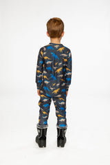 One Piece Thermal Underwear Grey And Blue Dinosaur Print-3