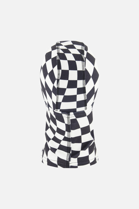 Brushed Jersey Balaclava White Checkered Print-2