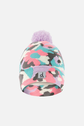 Winter Knit Hat With Pompom Coral Camouflage-0