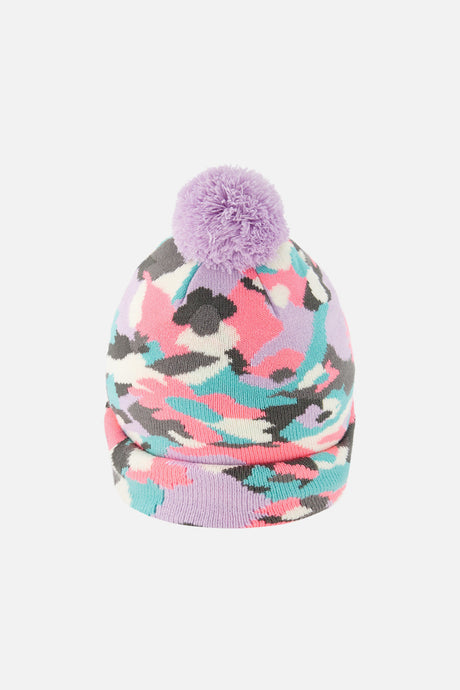 Winter Knit Hat With Pompom Coral Camouflage-2