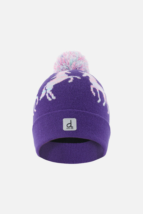Winter Knit Hat With Pompom Purple And Blue-0