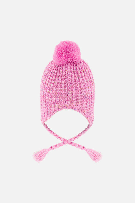 Baby Winter Peruvian Knit Hat With Pompom Pink-2