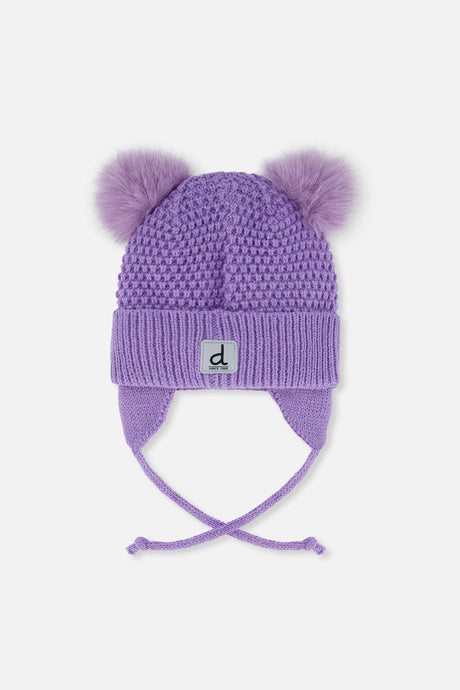 Winter Knit Hat With Ears Violet-2