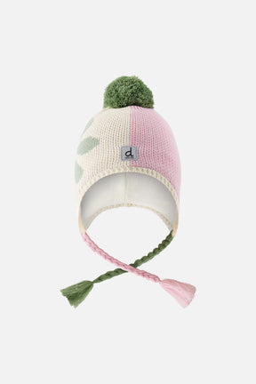 Peruvian Knit Hat Lavender Pink and Green by Deux par Deux, front view