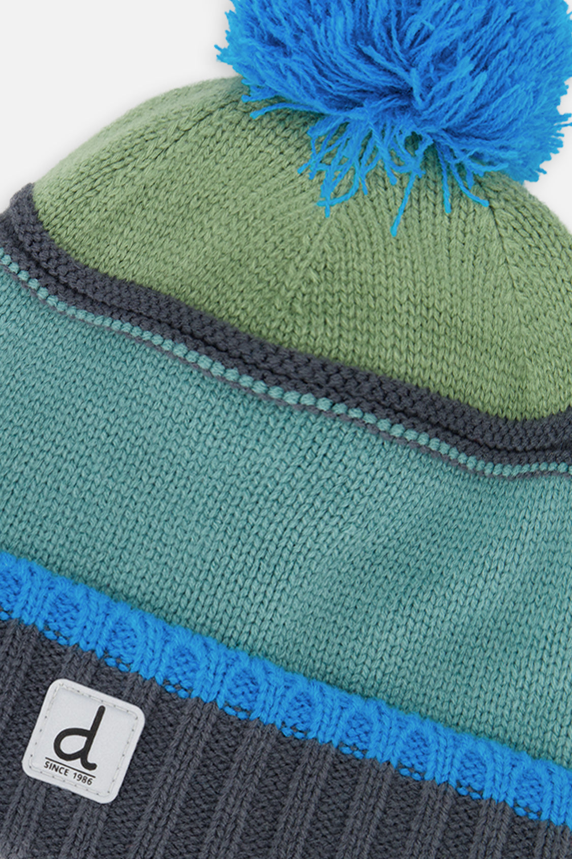 Winter Knit Hat With Pompom Blue And Grey Knitwear-4