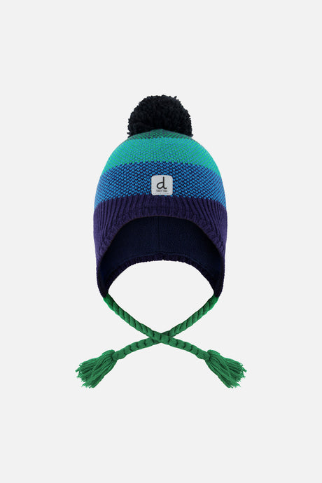 Winter Peruvian Knit Hat With Pompom Blue And Green Knit-0