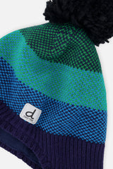 Winter Peruvian Knit Hat With Pompom Blue And Green Knit-3
