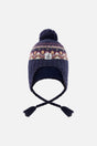 Baby Winter Peruvian Knit Hat With Pompom Blue And Red Jacquard-0