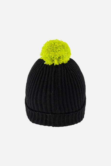 Winter Knit Hat With Pompom Black And Green-2