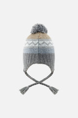 Baby Winter Peruvian Knit Hat With Pompom Grey And Blue Fair Isle-2