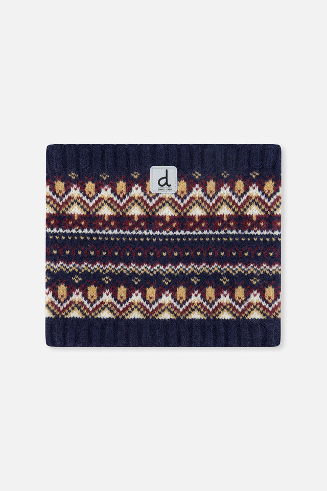 Baby Winter Knit Neckwarmer Blue And Red Jacquard-0
