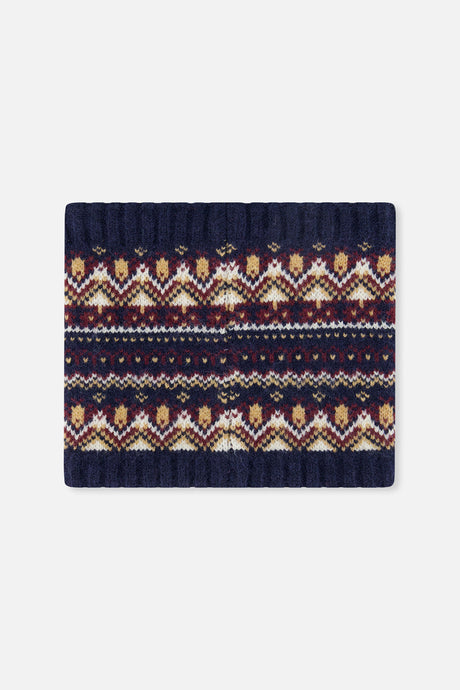 Baby Winter Knit Neckwarmer Blue And Red Jacquard-2