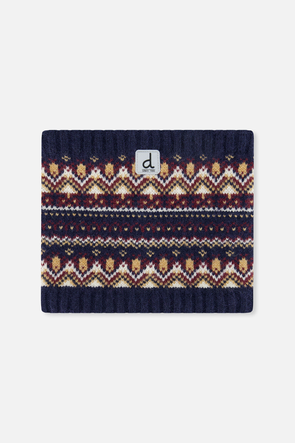 Winter Knit Neckwarmer Blue And Red Jacquard-0