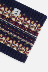 Winter Knit Neckwarmer Blue And Red Jacquard-3