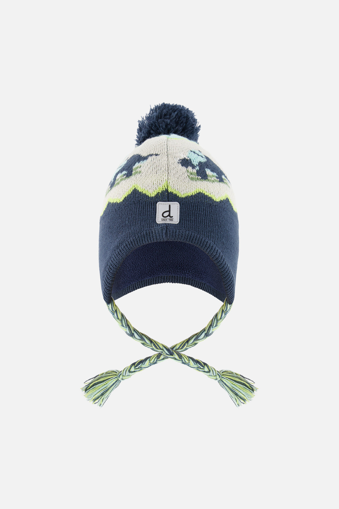 Winter Peruvian Dino Knit Hat With Pompom Dark Turquoise-0