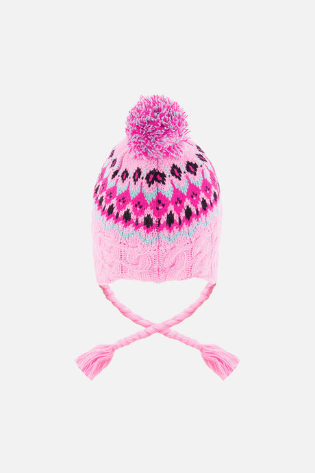 Deux par Deux kids' Peruvian hat, mint green, light blue and pinkish violet – back view
