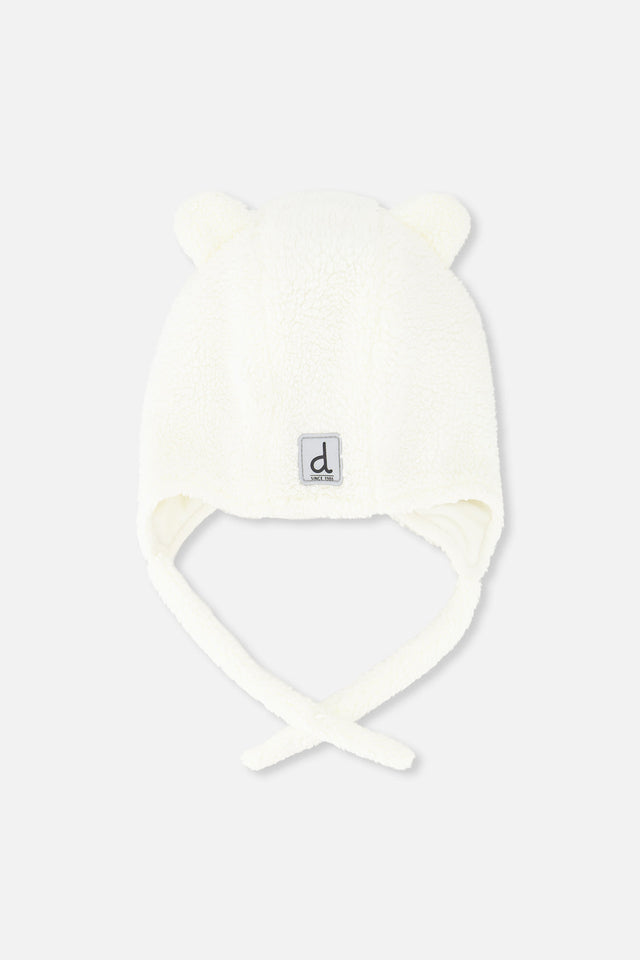 Baby Winter Sherpa Hat With Ear Flaps And Ears Off-White-0