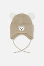 Baby Winter Knit Hat With Ear Flaps And Ears Light Taupe-0