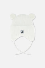 Baby Winter Knit Hat With Ear Flaps And Ears Off-White-2