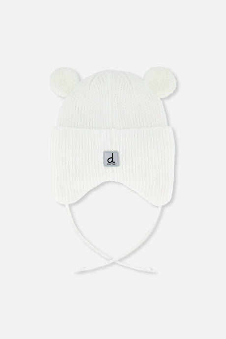Baby Winter Knit Hat With Ear Flaps And Ears Off-White-2