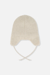 Baby Winter Knit Hat With Ear Flaps And Strings Beige-2