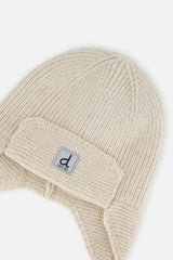 Baby Winter Knit Hat With Ear Flaps And Strings Beige-3
