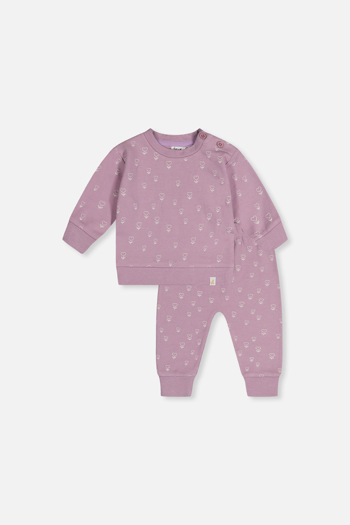 Organic Cotton Pants And Top Set Purple Floral Print-0