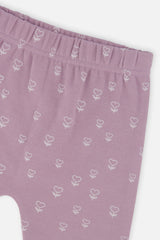 Organic Cotton Pants And Top Set Purple Floral Print-4