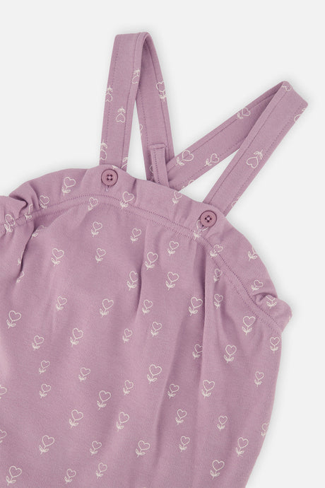 Organic Cotton Onesie And Overall Set Purple Floral Print-4