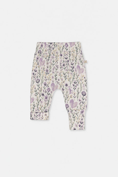 Organic Cotton Evolutive Pants Beige With Heart Print-1