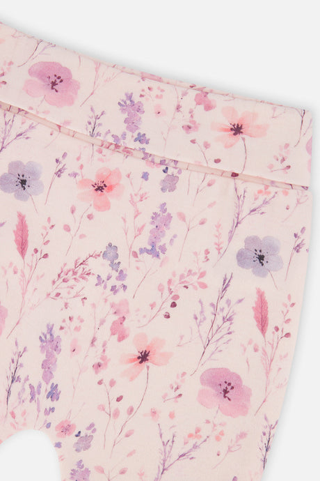 Organic Cotton Evolutive Pants Pink Printed Flowers-3