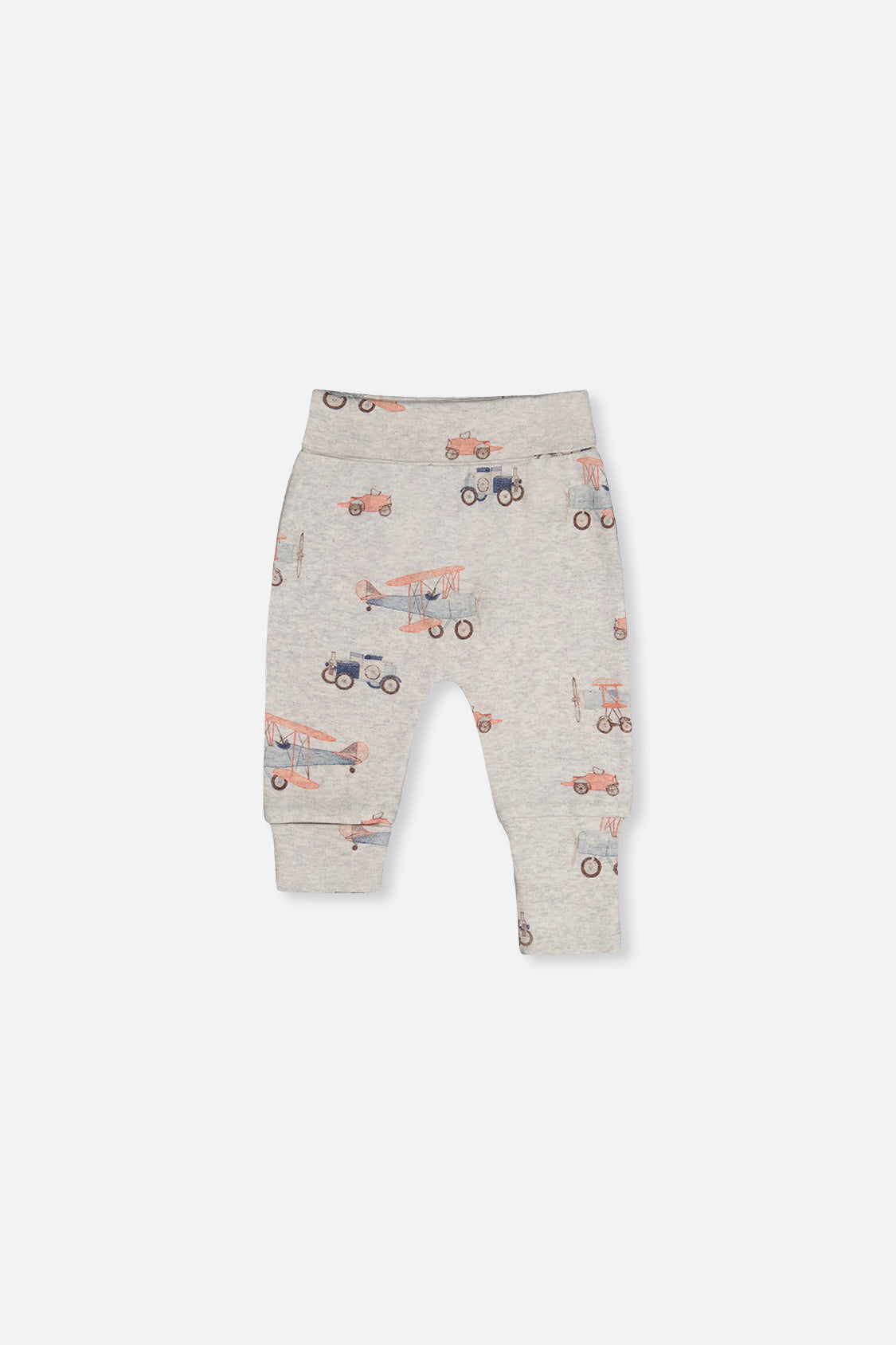 Two Pack Organic Cotton Evolutive Pants Beige Printed Airplanes-1