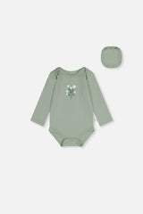 Organic Cotton Onesie Greyish Green-0