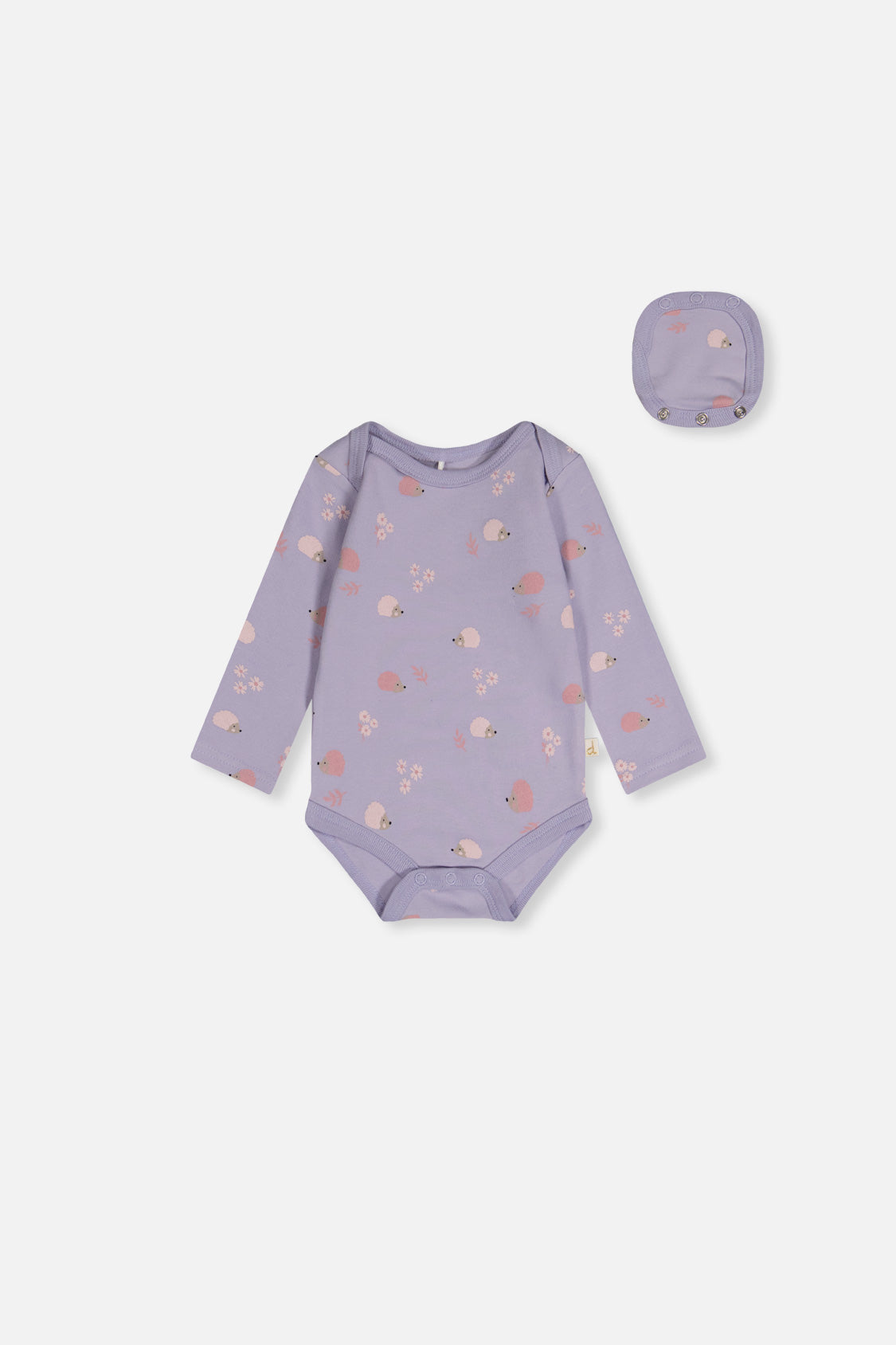 Organic Cotton Onesie Purple Hedgehog Print-0