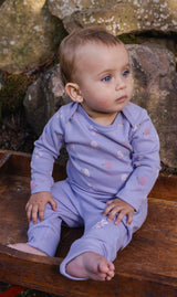 Organic Cotton Onesie Purple Hedgehog Print-1