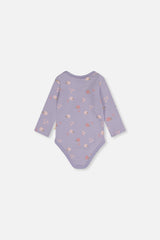 Organic Cotton Onesie Purple Hedgehog Print-3