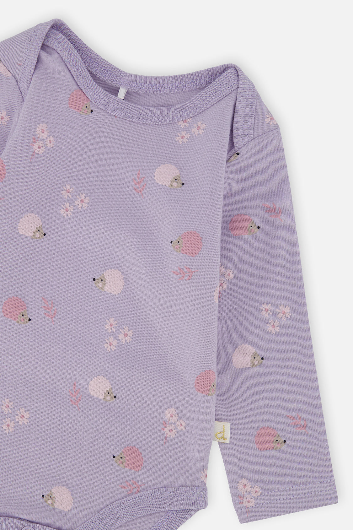 Organic Cotton Onesie Purple Hedgehog Print-4