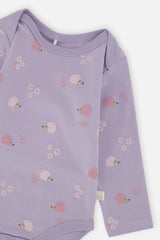 Organic Cotton Onesie Purple Hedgehog Print-4
