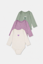 Three Pack Organic Cotton Onesie Purple Floral Print-0