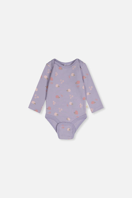 Three Pack Organic Cotton Onesie Purple Hedgehog Print-3