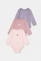 Three Pack Organic Cotton Onesie Purple Hedgehog Print-0