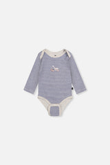 Three Pack Organic Cotton Onesie Beige Printed Airplanes-2