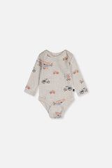 Three Pack Organic Cotton Onesie Beige Printed Airplanes-3