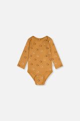 Three Pack Organic Cotton Onesie Brown Printed Hedgehogs-1