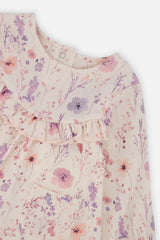 Organic Cotton Dress And Legging Set Pink Printed Flowers-3