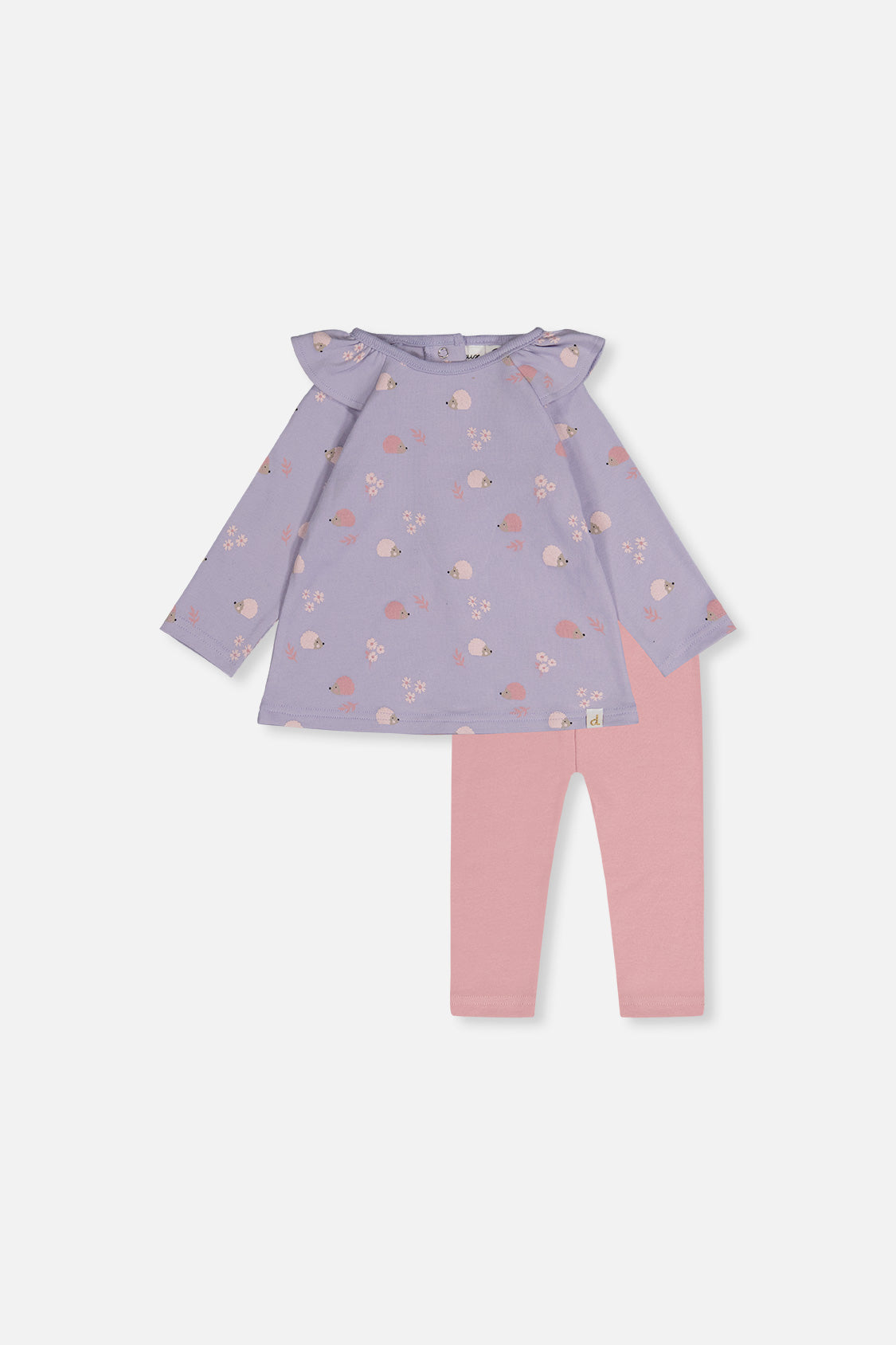 Organic Cotton Tunic And Legging Set Purple Hedgehog Print-0