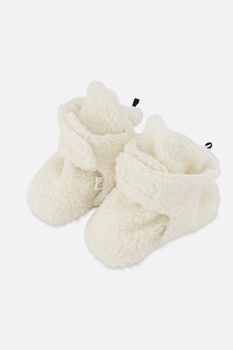 Deux par Deux off-white sherpa baby slippers, alternate view