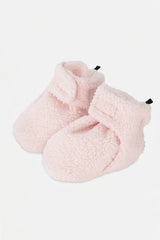 Deux par Deux baby sherpa slippers in light pink, back view